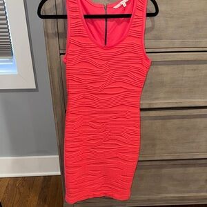 RACHEL Rachel Roy Coral-Pink Textured Sleeveless Midi Dress